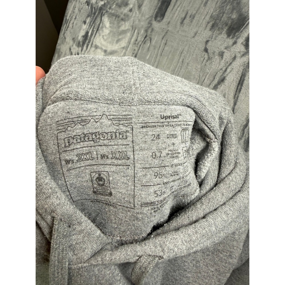Patagonia Hoodie Mens XXL Grey Uprisal P-6 Logo Pullover Sweatshirt Outdoor - Picture 3 of 4